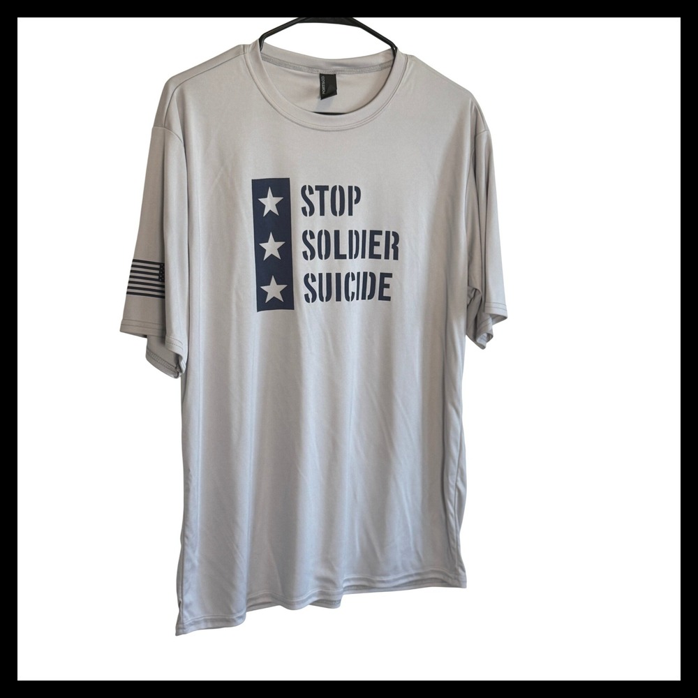 NWOT Port‎ & Company Stop Soldier Suicide Performance Shirt Gray Mens Large